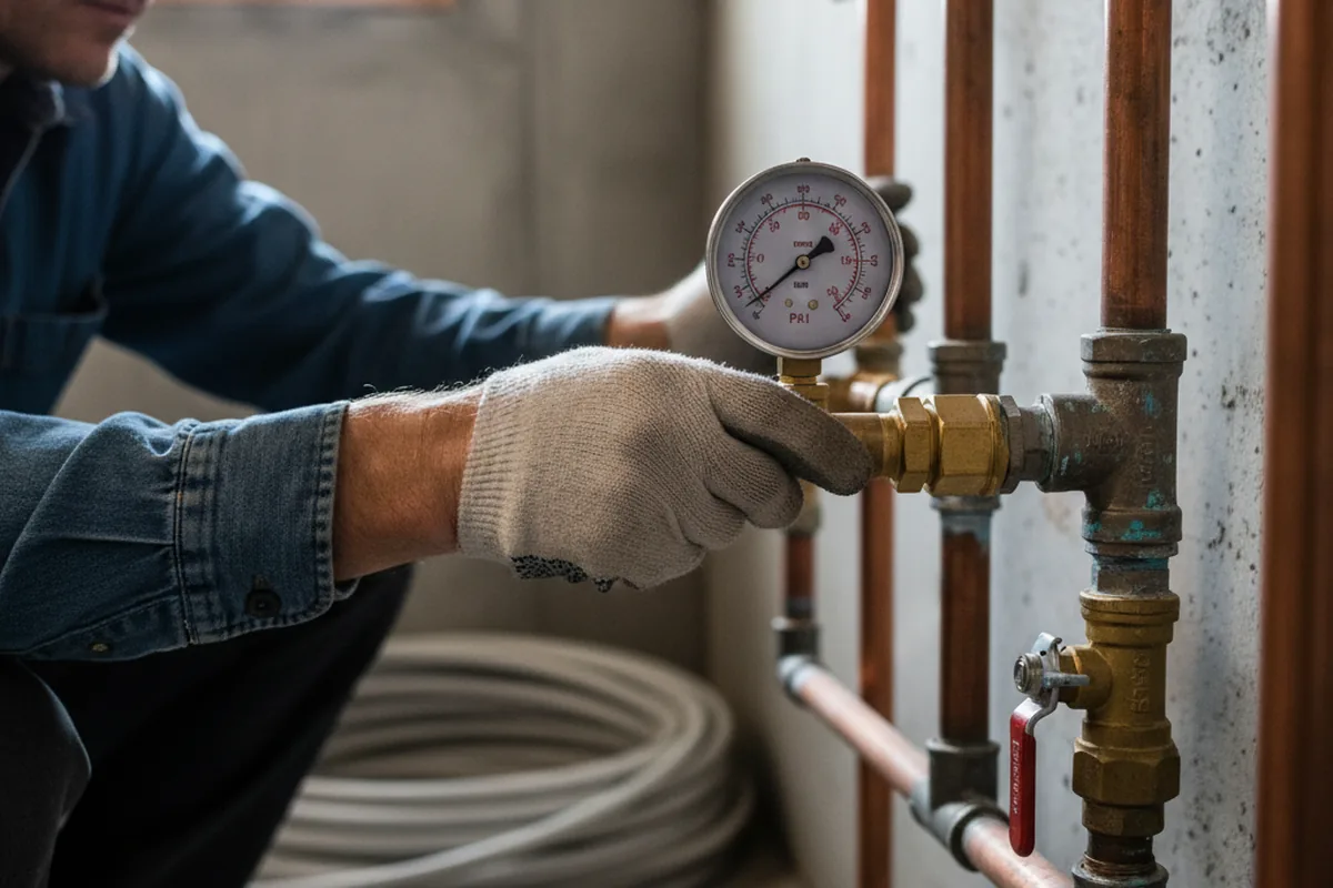 Pressure testing a repaired line during Water Line Repair in Stella
